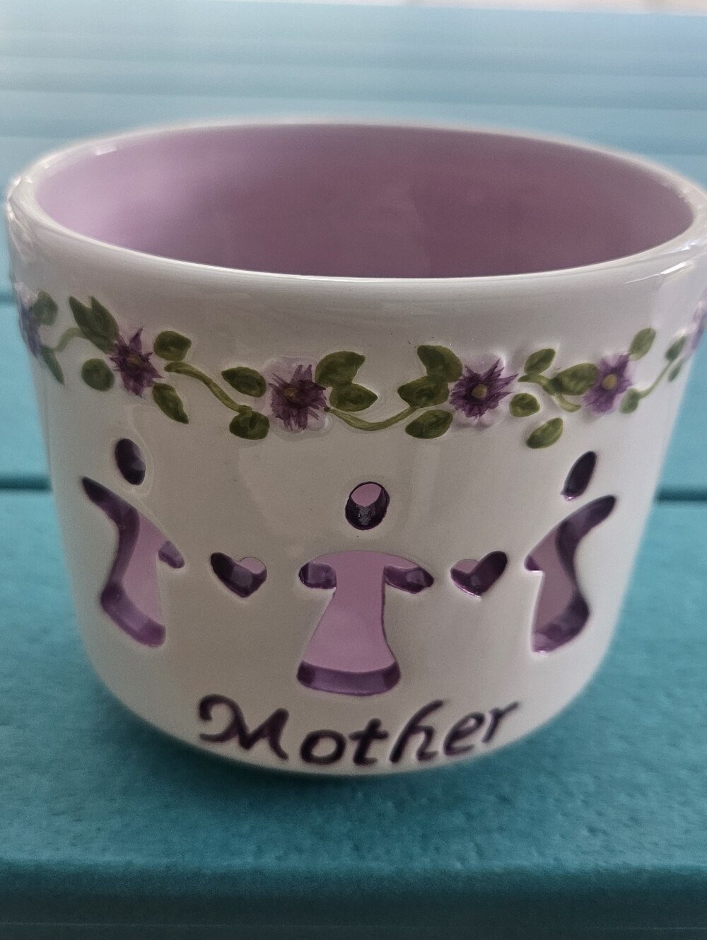 Mother Ceramic Tea Light Holder - Lavender Interior